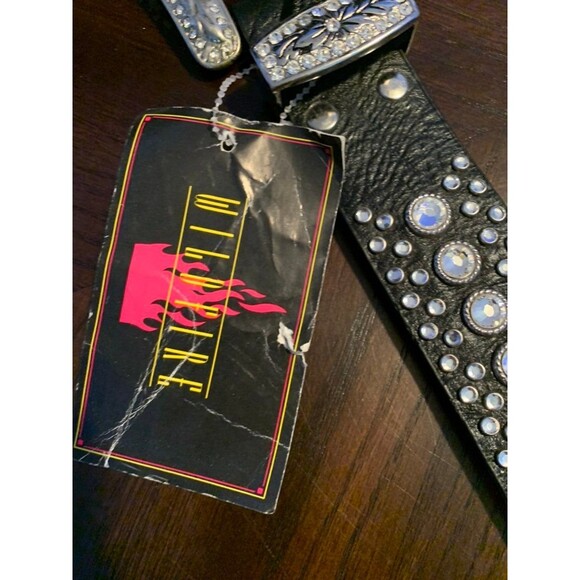 RARE NWT Sparkling Wildfire Swarovski Crystal Black Genuine Leather Bling Cowgir main image 12